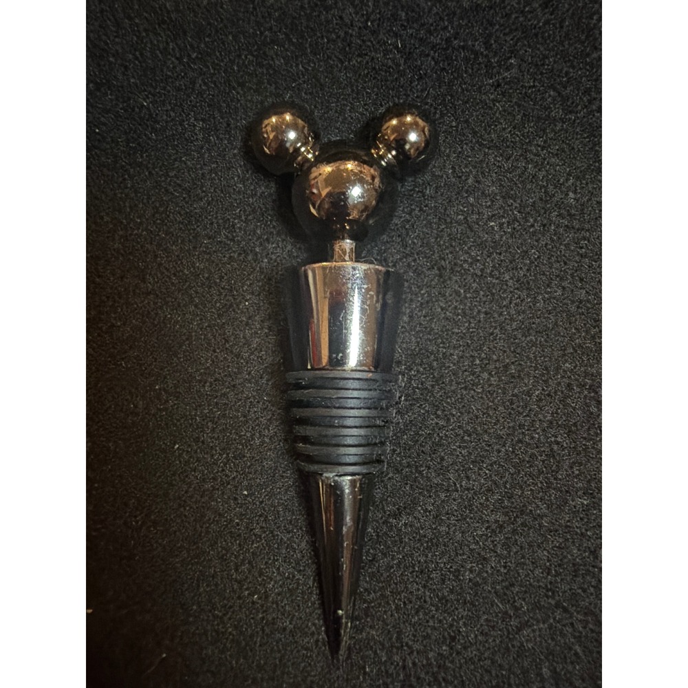 Disney Mickey Mouse Icon Wine Bottle Stopper Silver Tone Metal Bar Accessory
